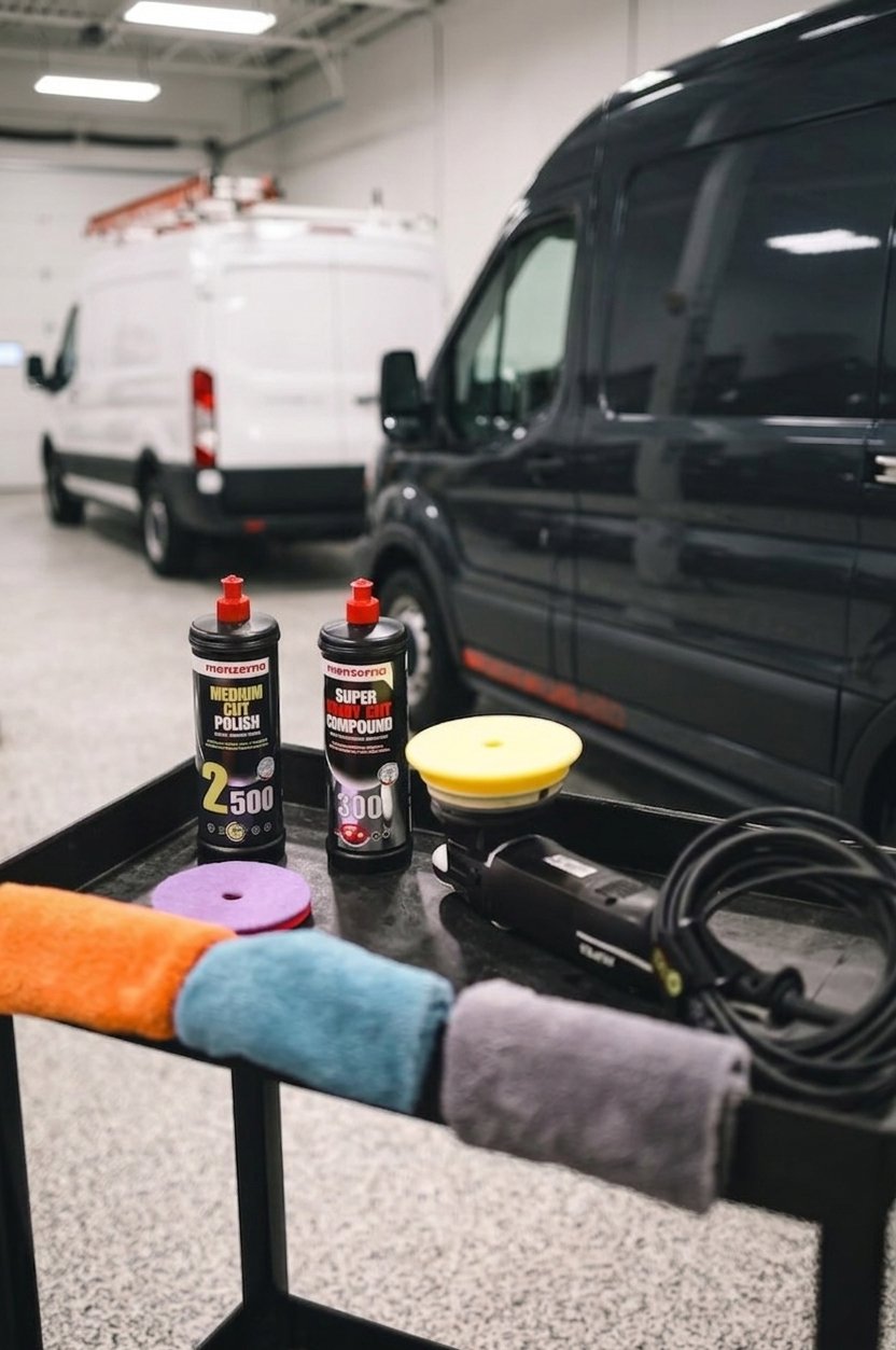 Mobile detailing van and pro polishing equipment